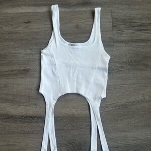 White Sleeveless Wrap Top